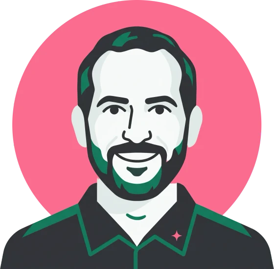 Illustrated portrait of Khalid Abuhakmeh
