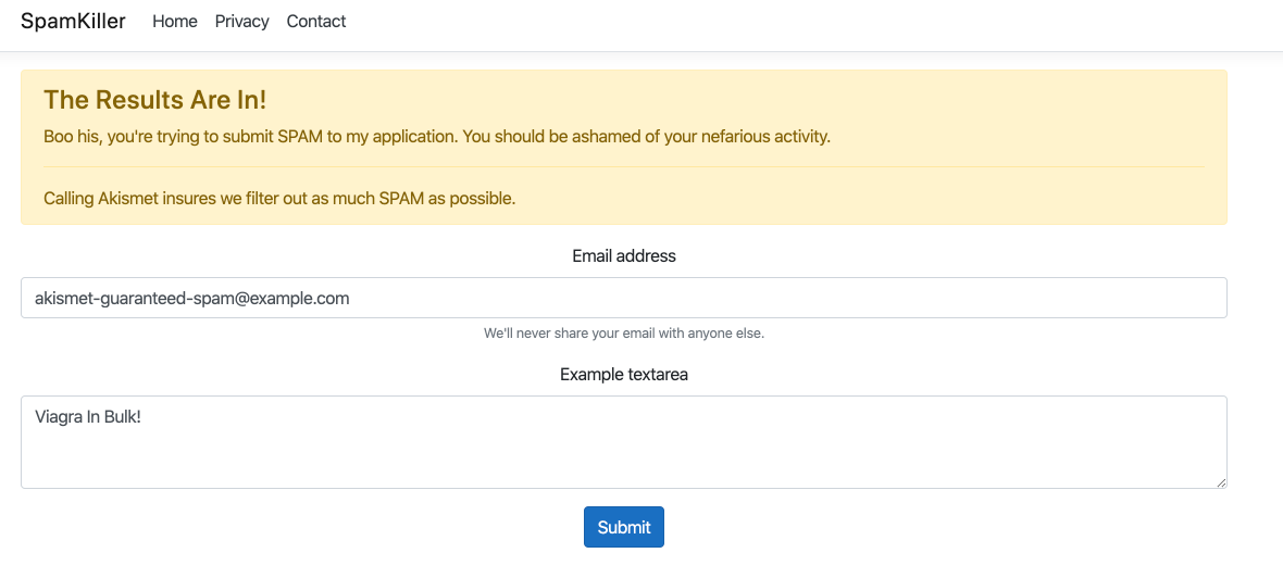 spam result