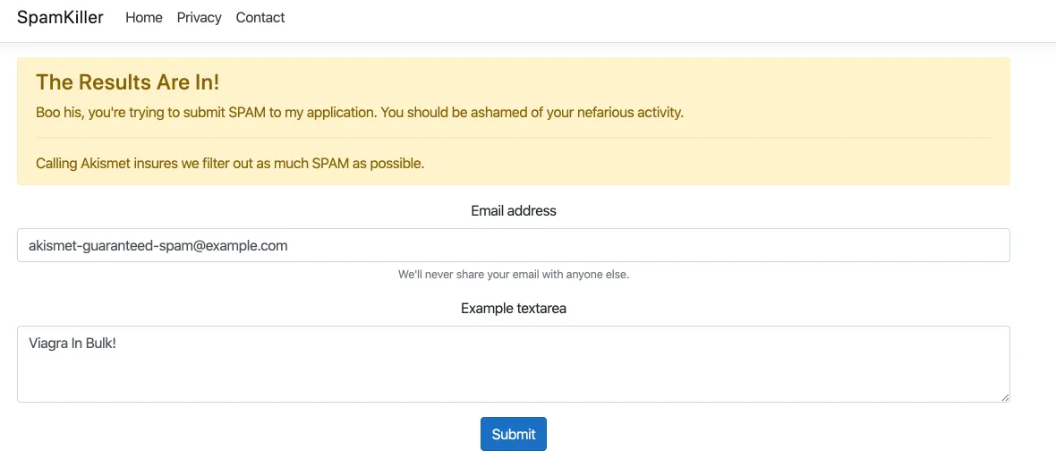 spam result