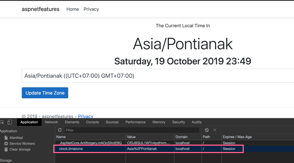 working asp.net core request feature sample