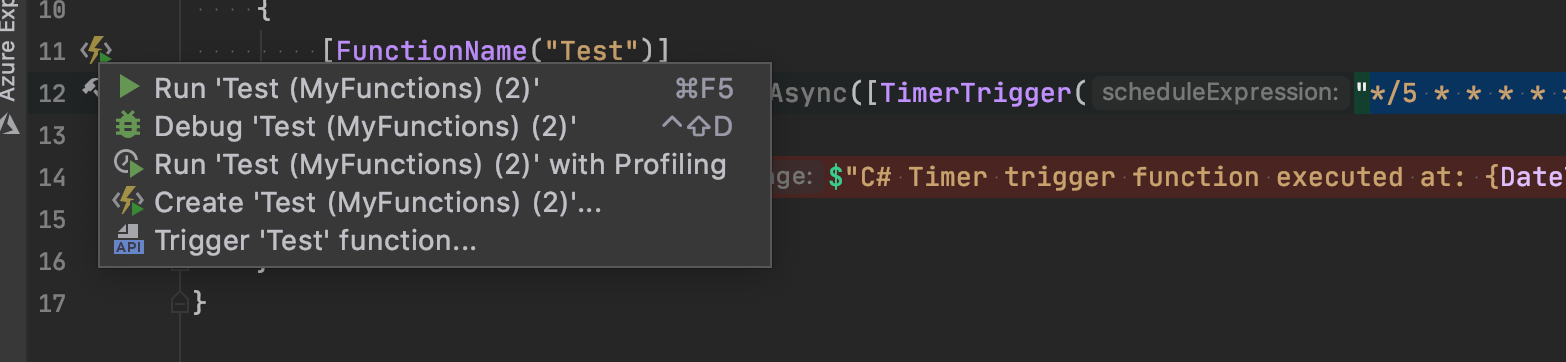 azure functions bolt clicked