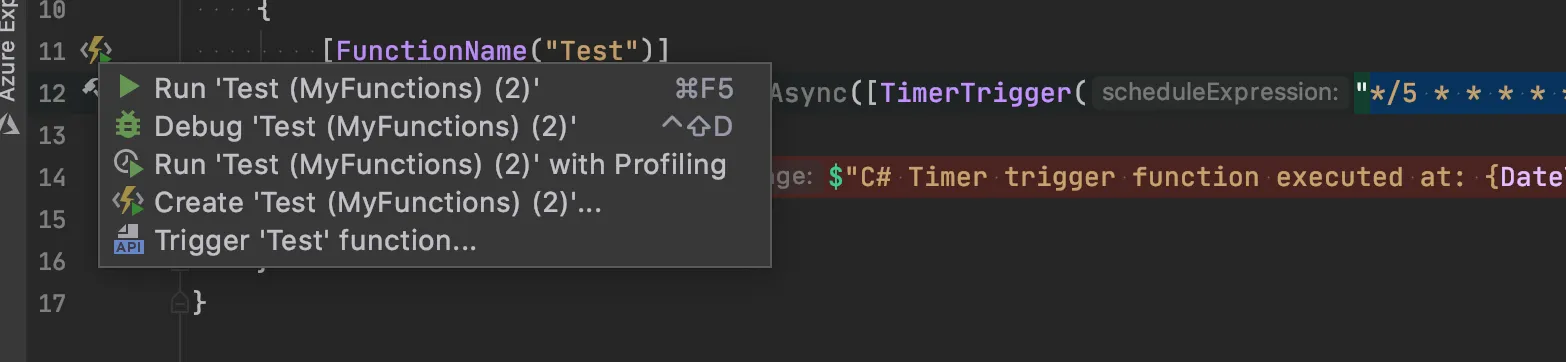 azure functions bolt clicked