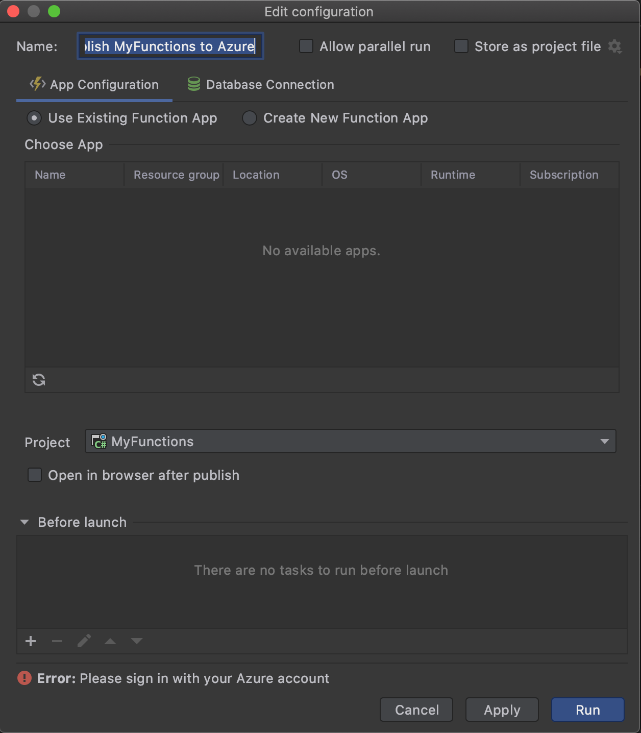 azure functions publish