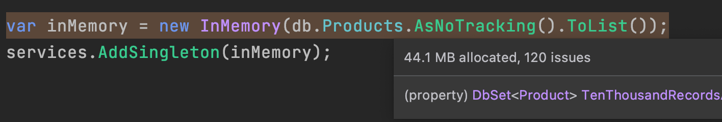 Memory allocations for in-memory collection