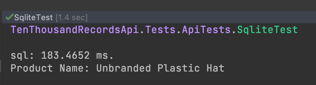 Sqlite test using TestServer