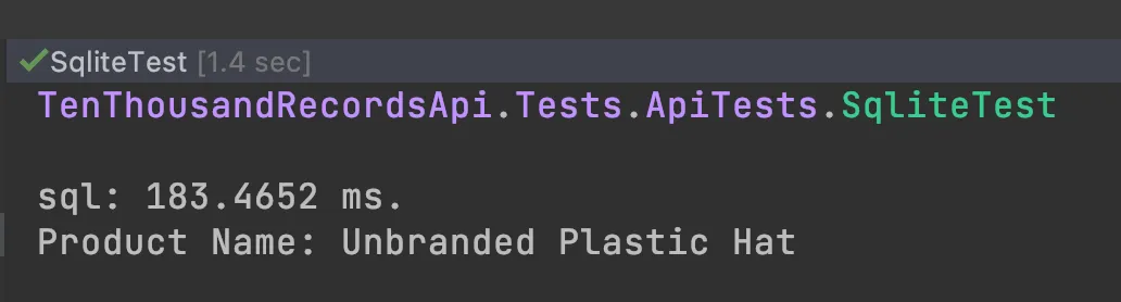 Sqlite test using TestServer