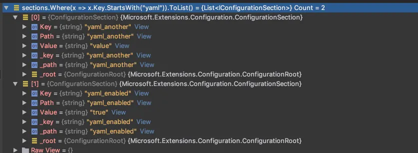 yaml configuration results
