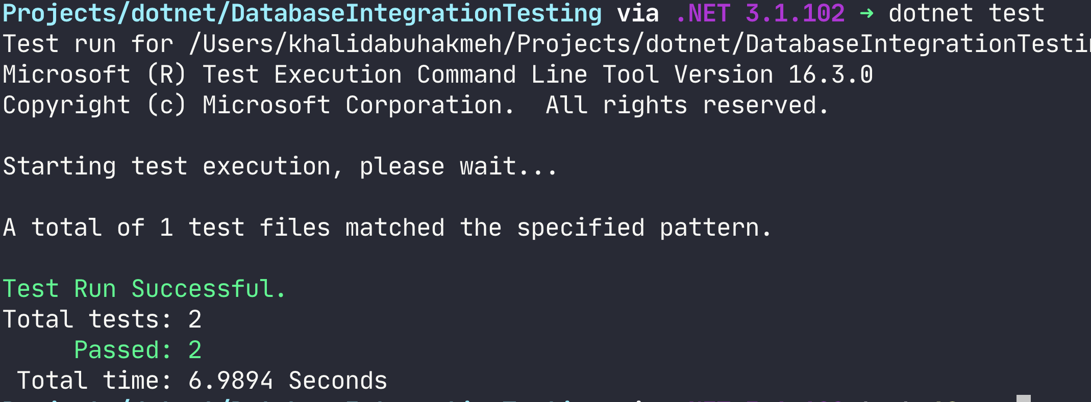 dotnet test run