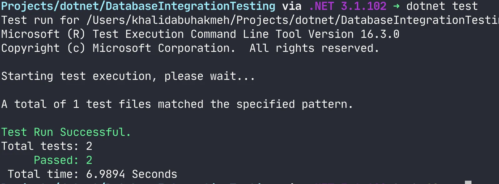 dotnet test run