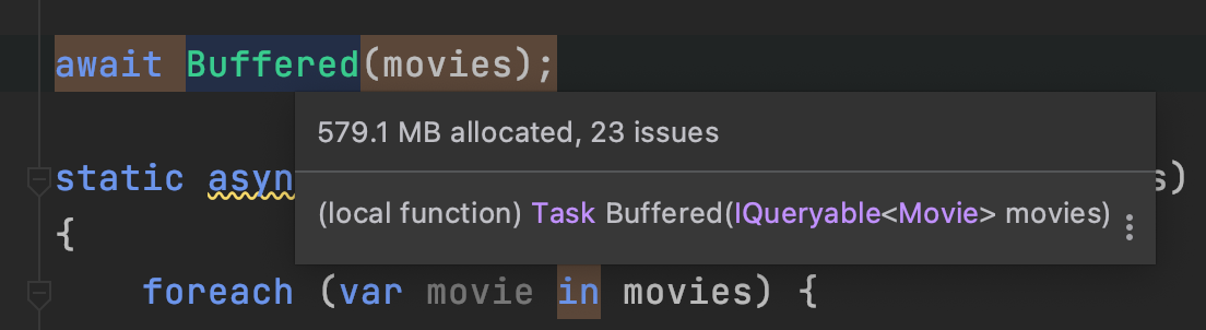 EF Core buffered notracking query