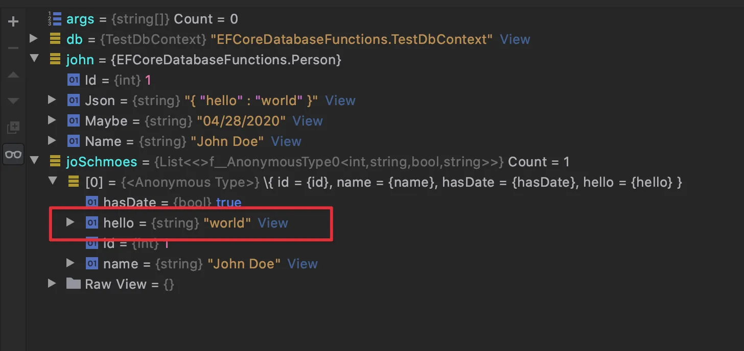 Rider debugger with JSON