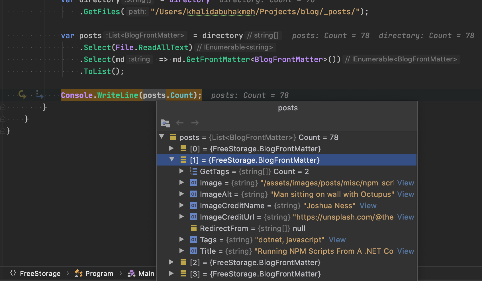 running the code yaml front matter