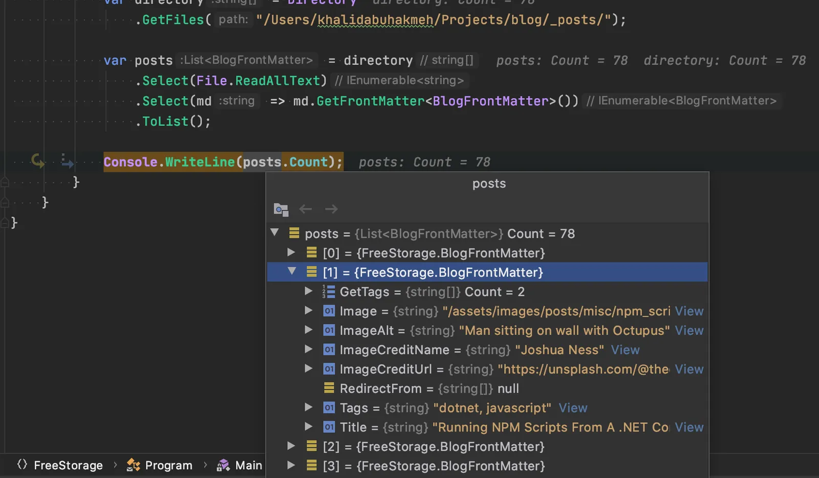 running the code yaml front matter