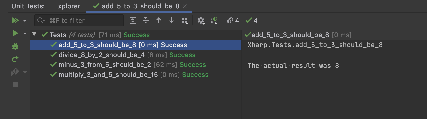testing results