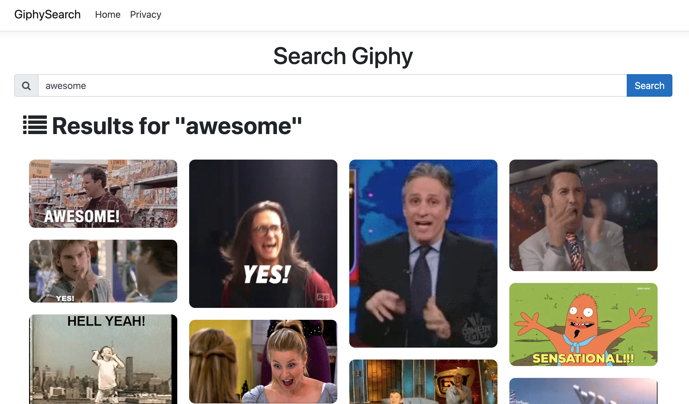 Giphy Search Running in ASP.NET