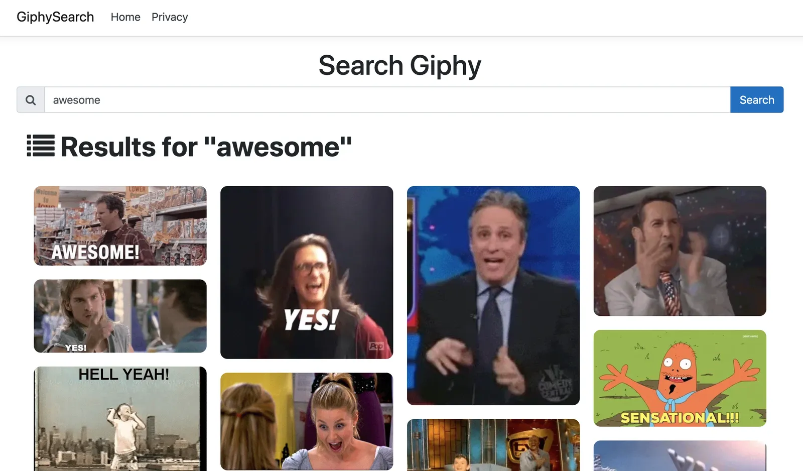 Giphy Search Running in ASP.NET