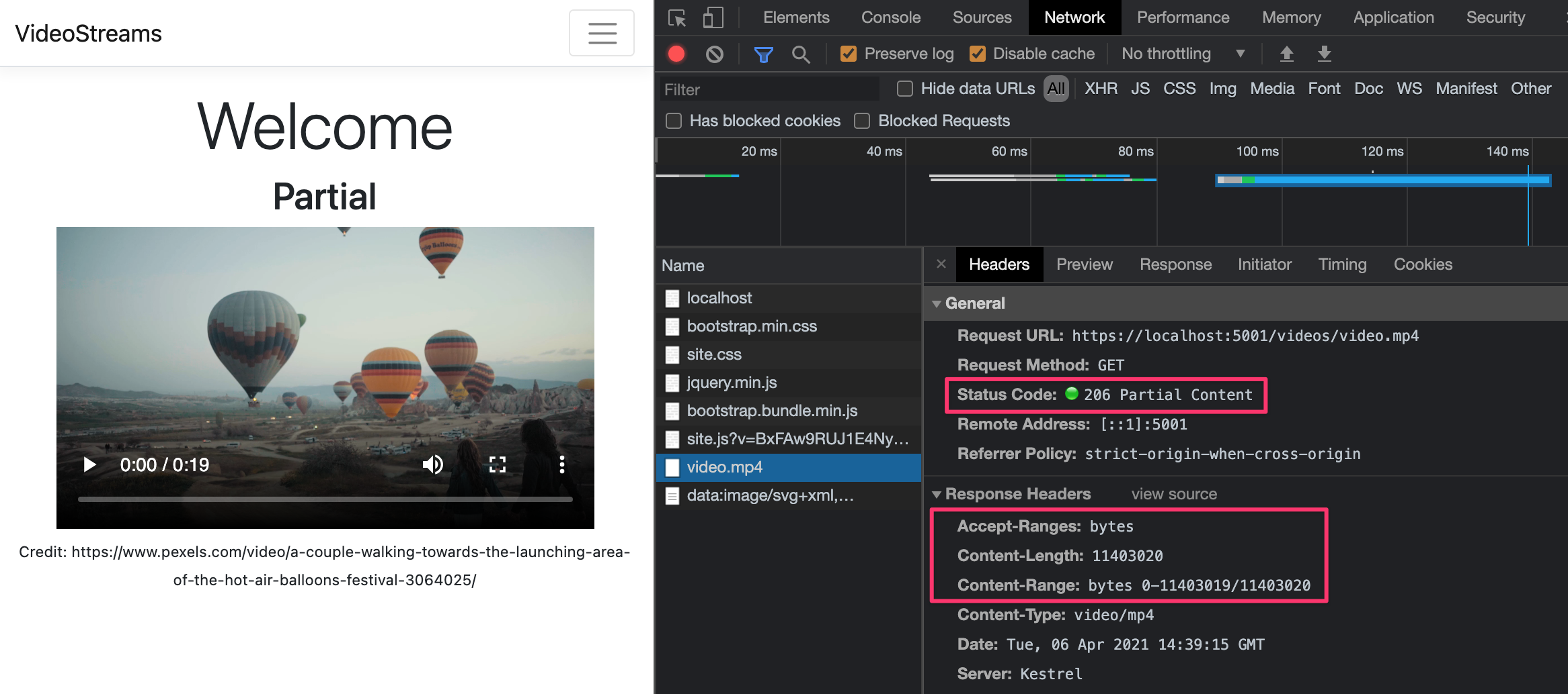 using the FileStreamResult to return partial http response