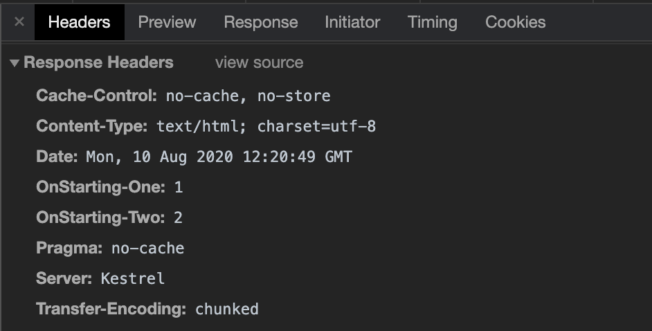 headers in chrome dev tools