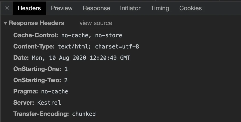 headers in chrome dev tools