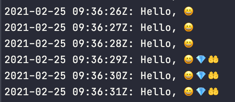 Emoji from background service in console updated