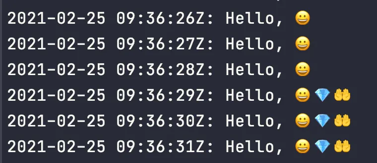 Emoji from background service in console updated