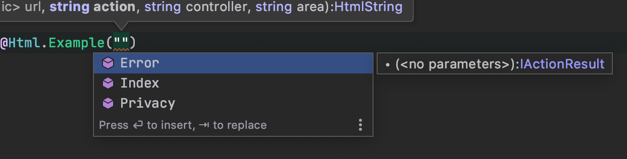 mvc action lookup