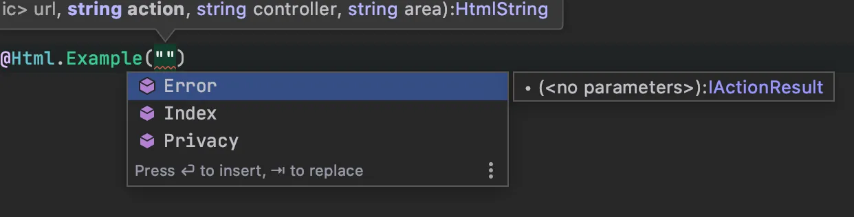 mvc action lookup