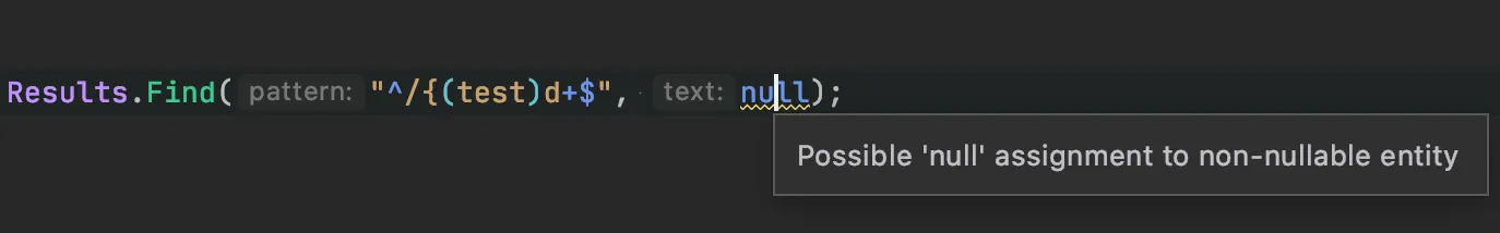 null warning