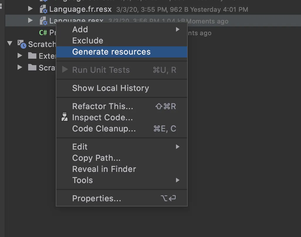 resx generate