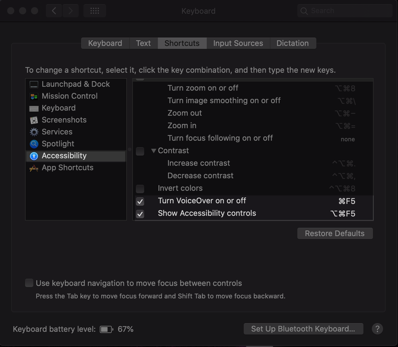 system preferences pane voiceover
