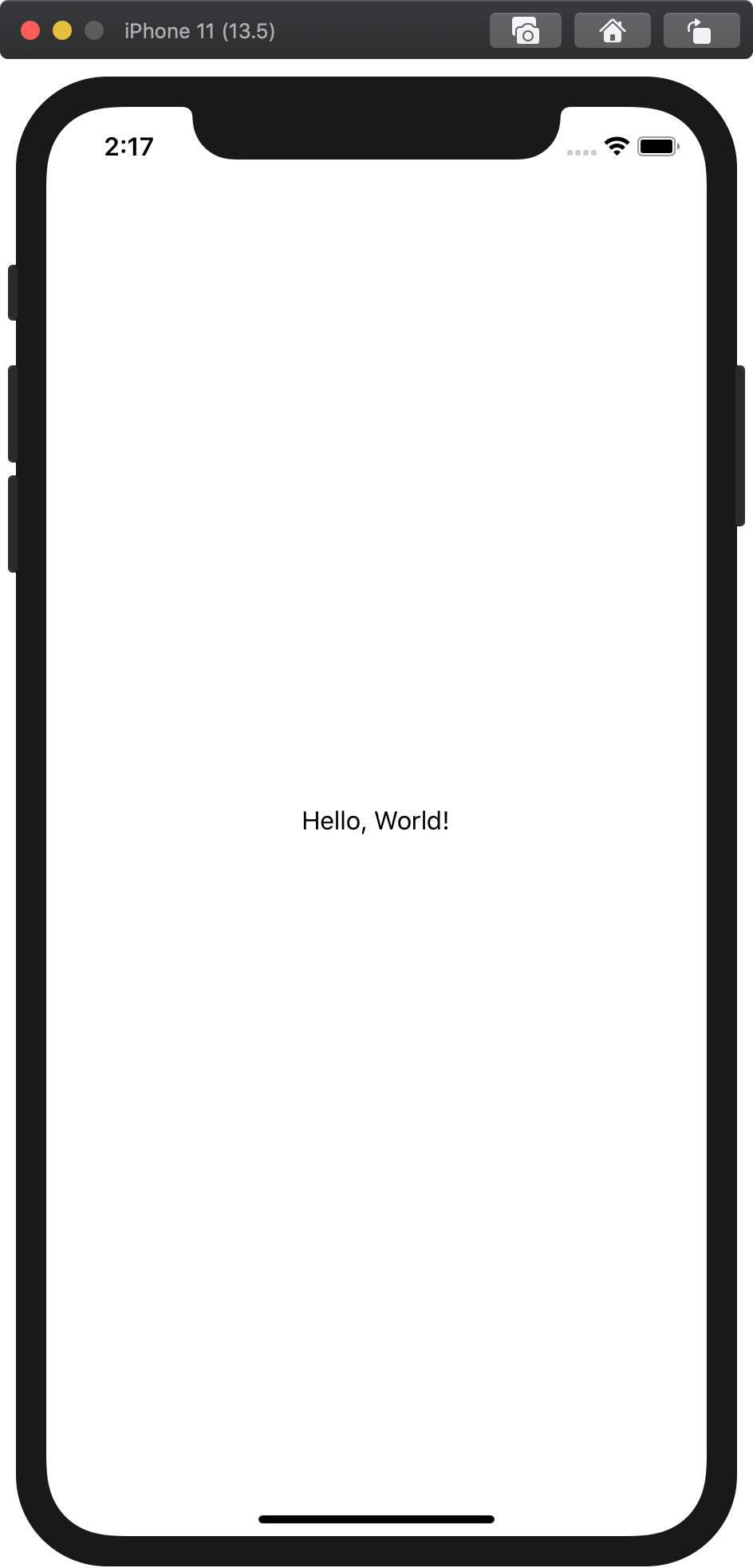 ios simulator hello world