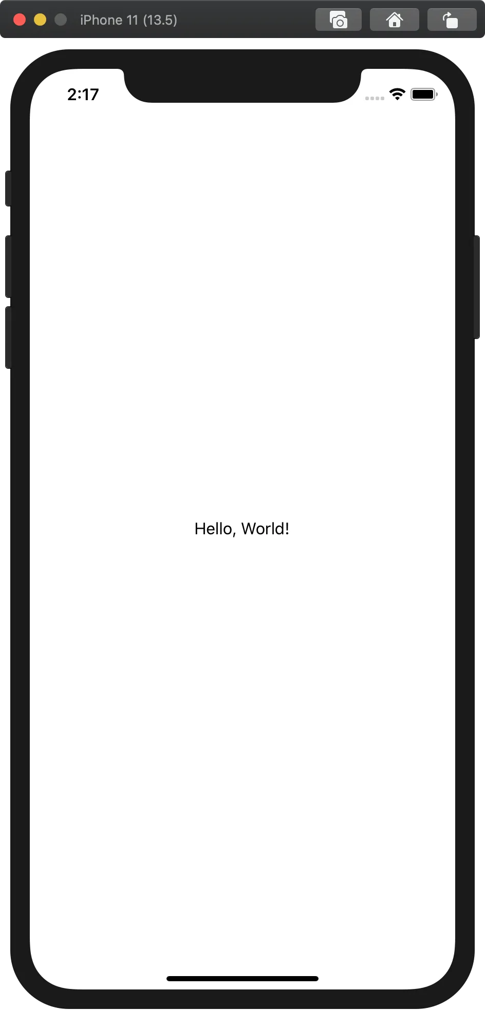 ios simulator hello world