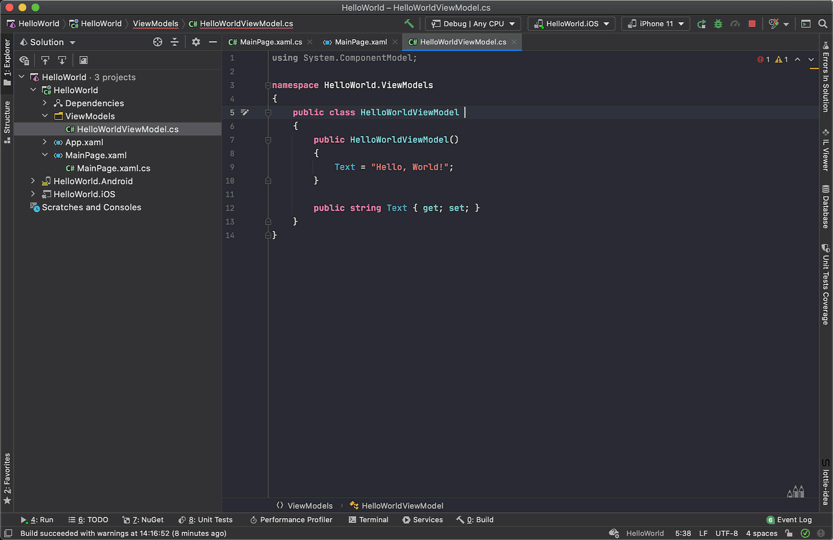 working mvvm in Rider