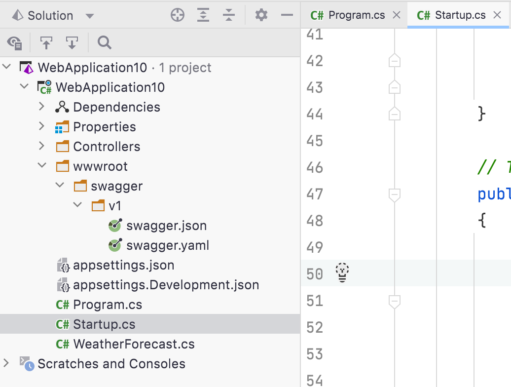 static files in JetBrains Rider solution explorer