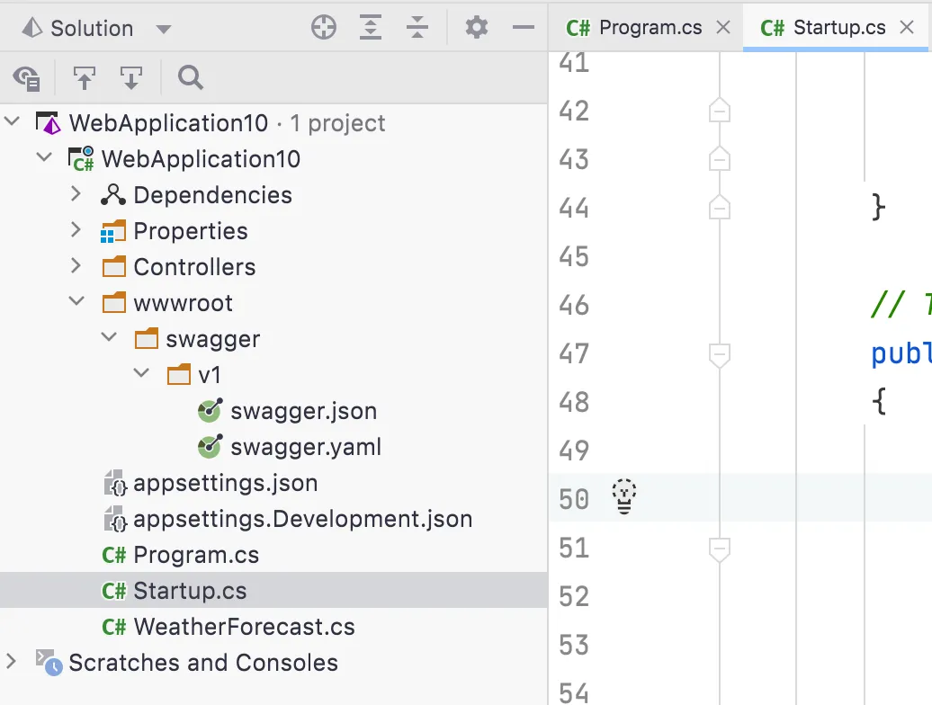 static files in JetBrains Rider solution explorer