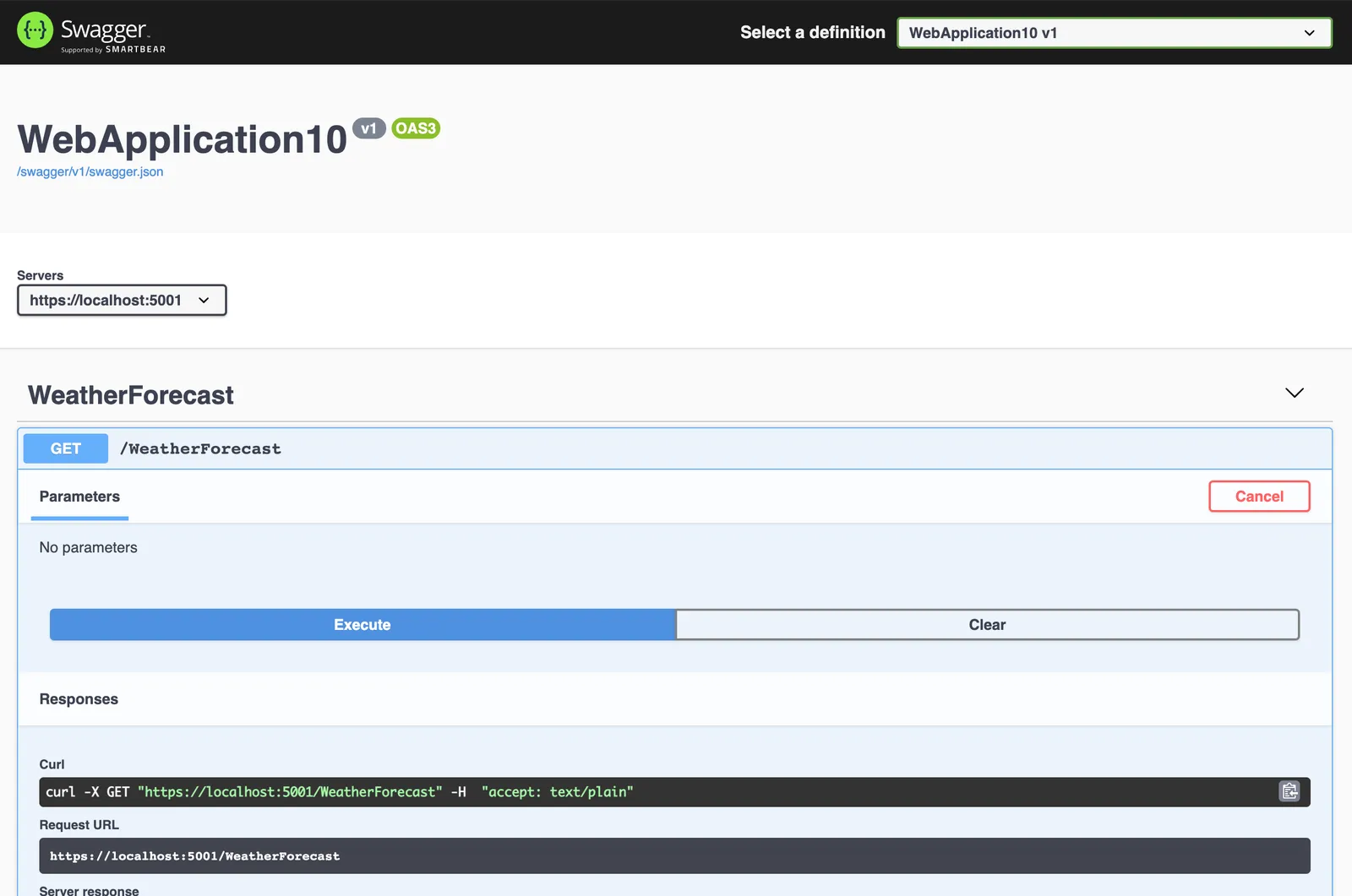 aspnetcore swagger ui with static openapi specification