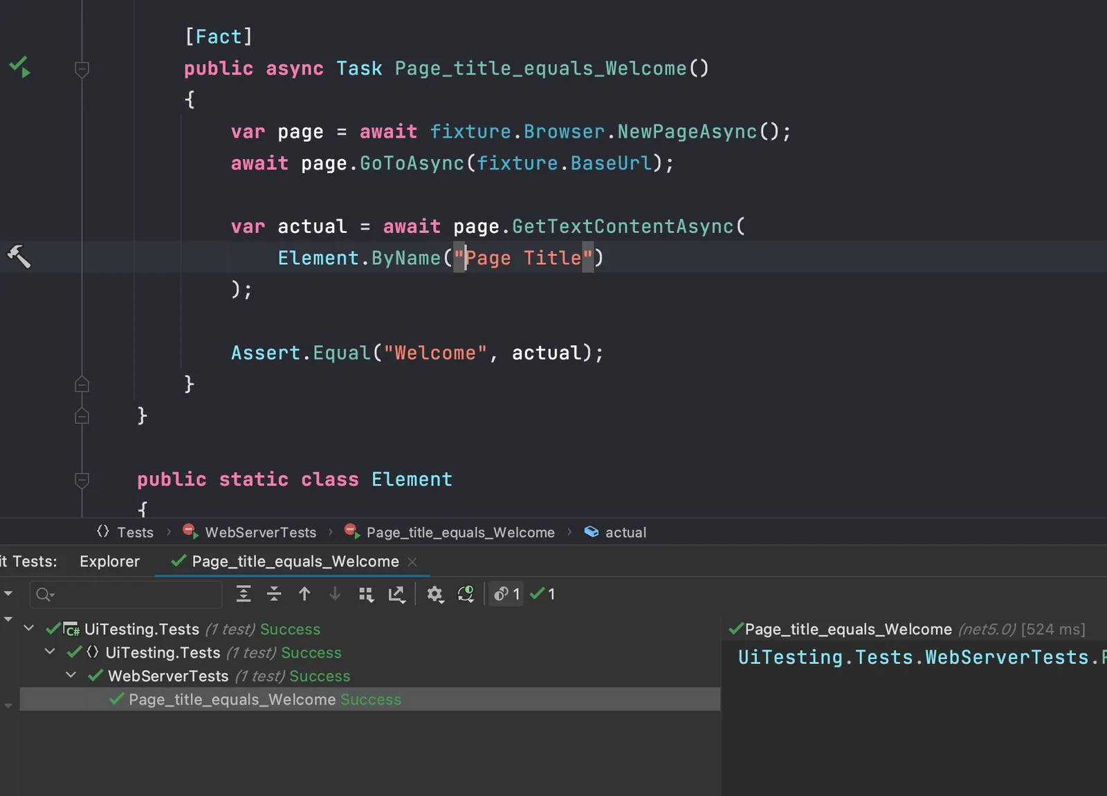 Playwright test running and working in JetBrains Rider IDE