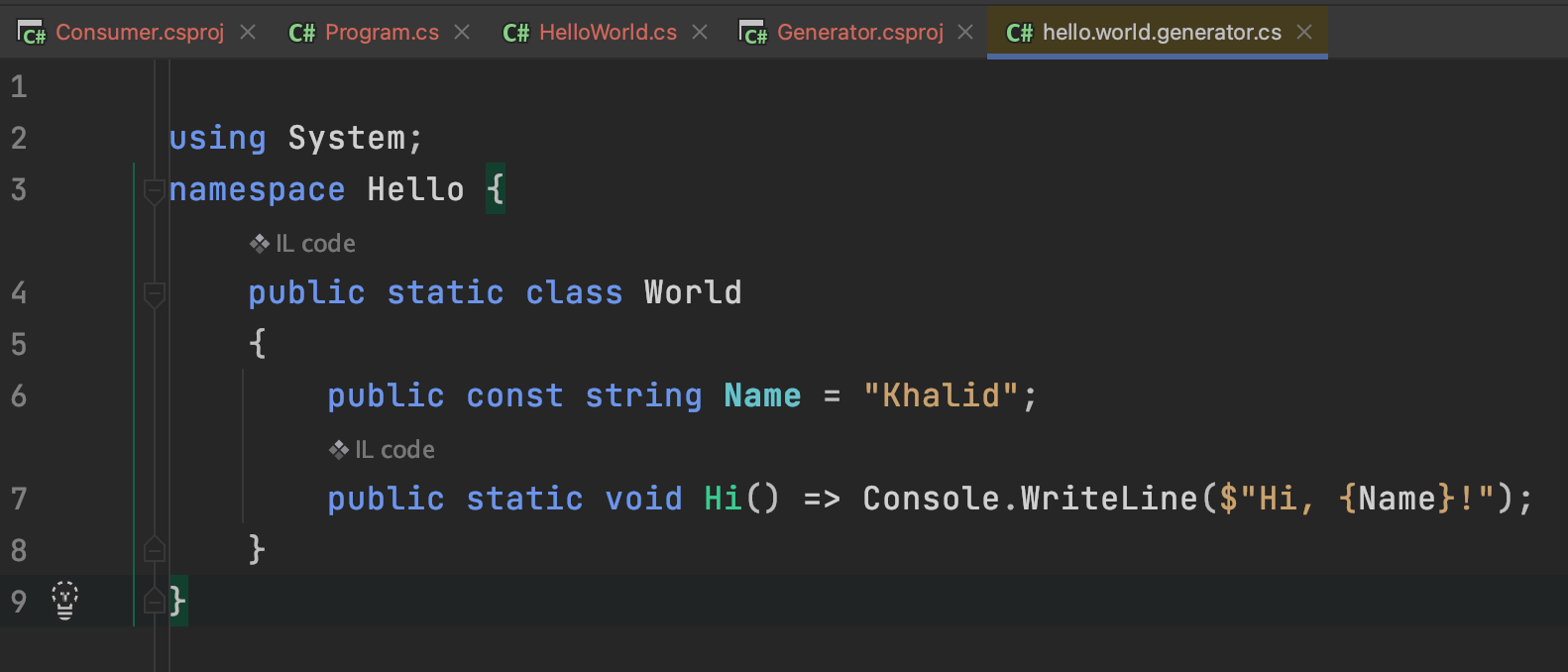 decompiled code in JetBrains Rider