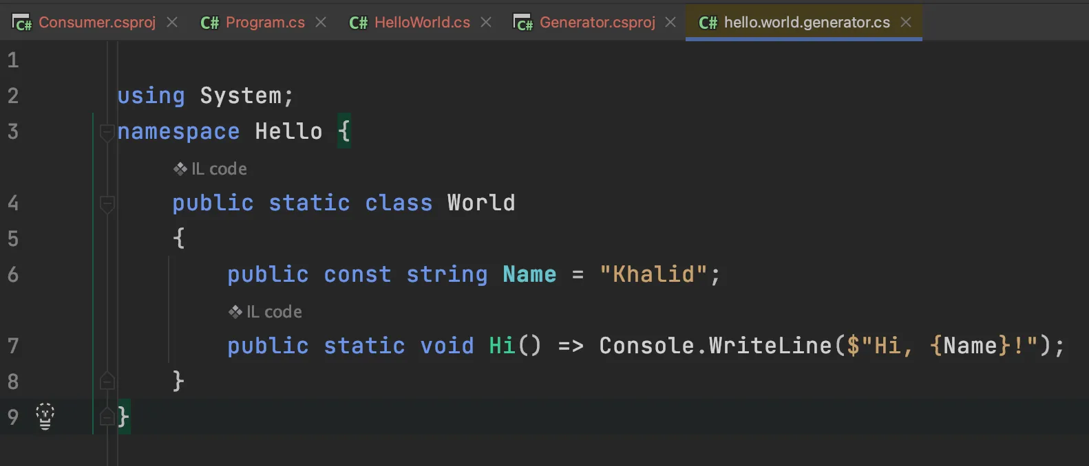 decompiled code in JetBrains Rider
