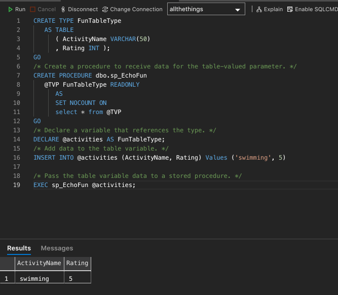 sql server results