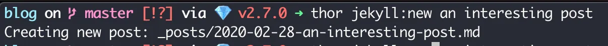 thor jekyll new command