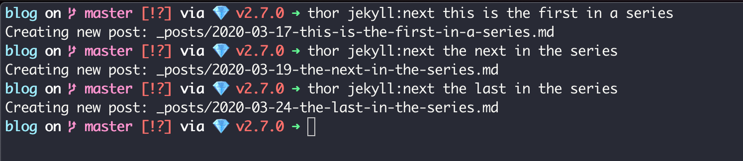 thor jekyll next command