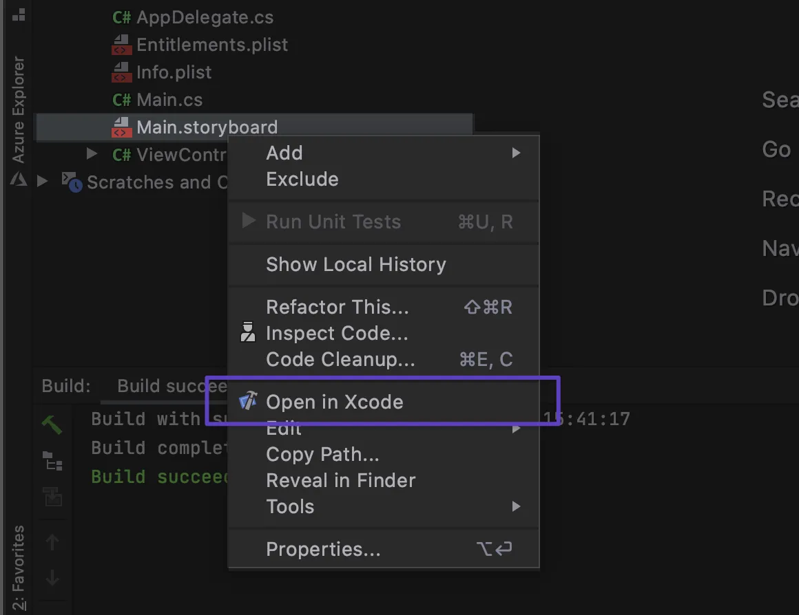 Open in XCode